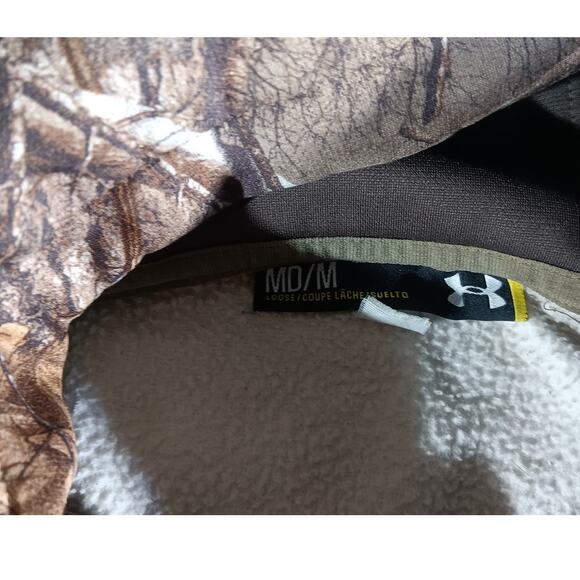 Under Armour RealTree Camo Hoodie Men’s M Loose Fit Fleece Hunting Pullover UA - Picture 5 of 6